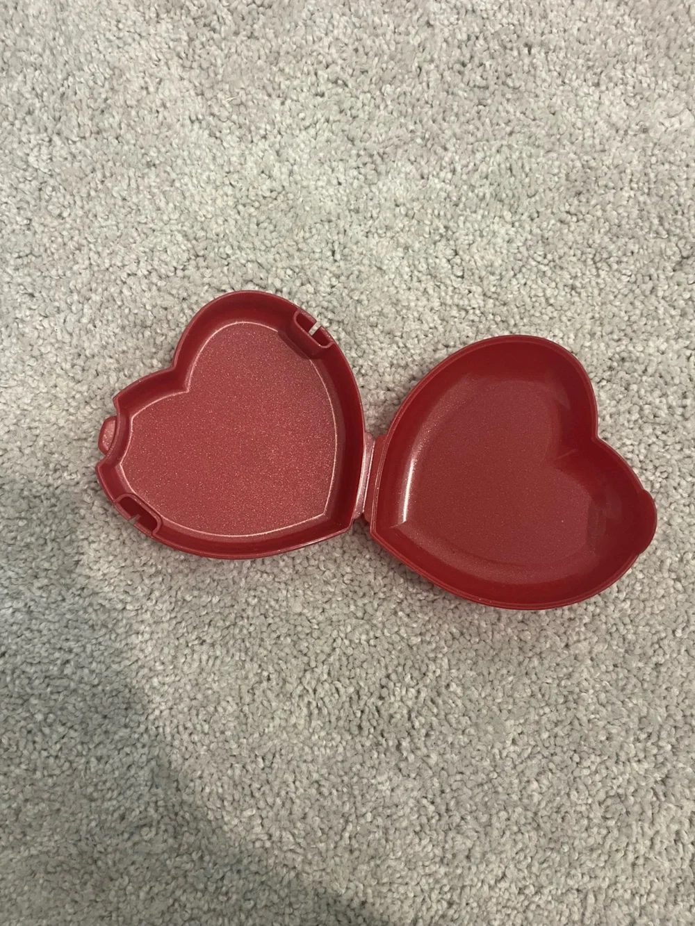 Tupperware brand sparkly Red heart-shaped container with glittery finish #heart